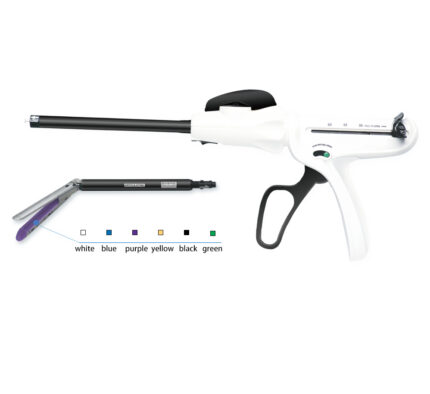 Disposable endoscopic linear cutting stapler instrument alongside sterile articulating reload cartridges