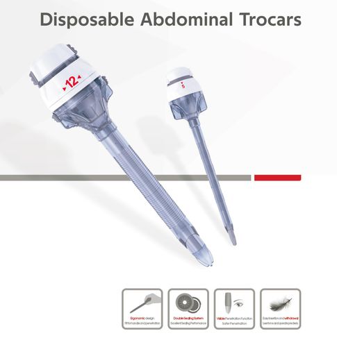 Disposable optical and bladed laparoscopic trocar sets in 5mm 10mm 12mm sizes