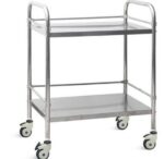 2-Shelf Stainless Steel Medical Trolley – Heavy-Duty Nursing & Instrument Cart