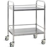 2-Shelf Stainless Steel Medical Trolley – Heavy-Duty Nursing & Instrument Cart