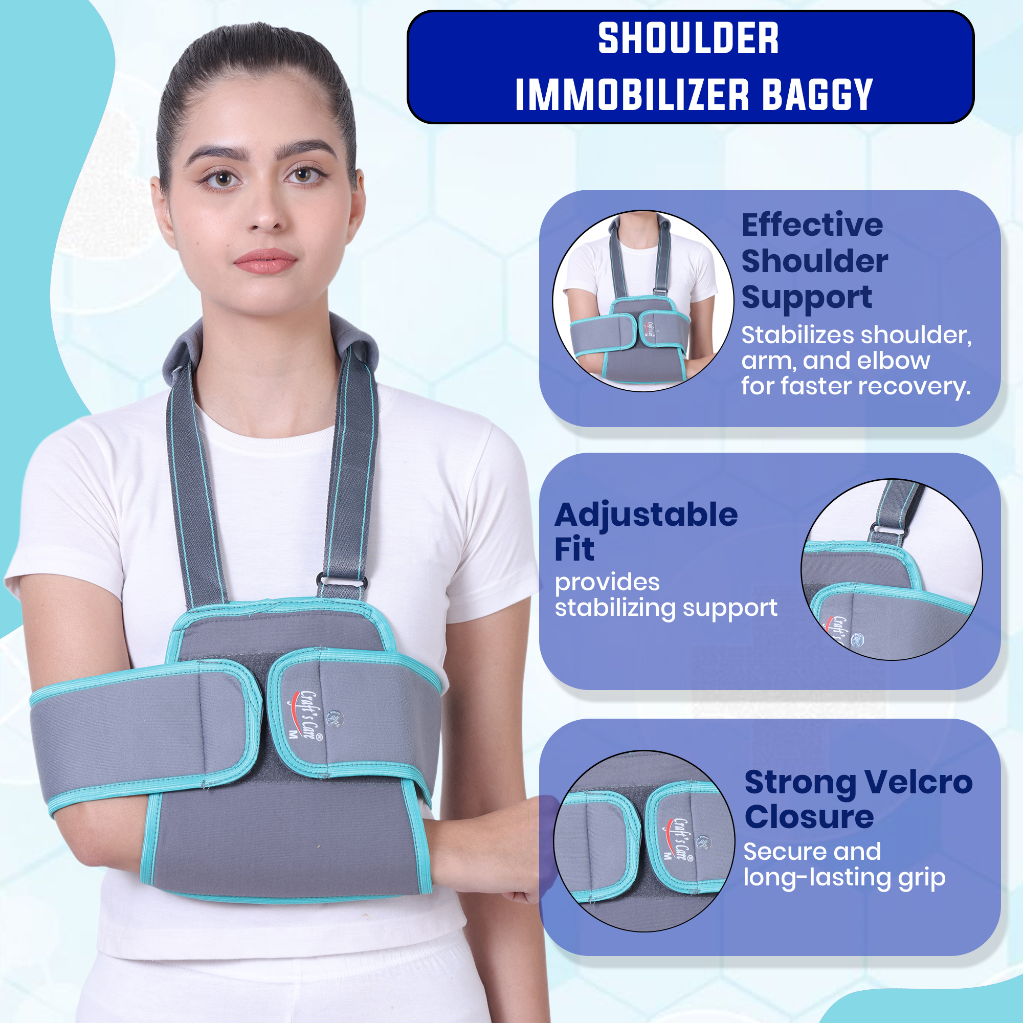 Premium Shoulder Immobilizer Baggy – Adjustable Arm and Elbow Support Brace