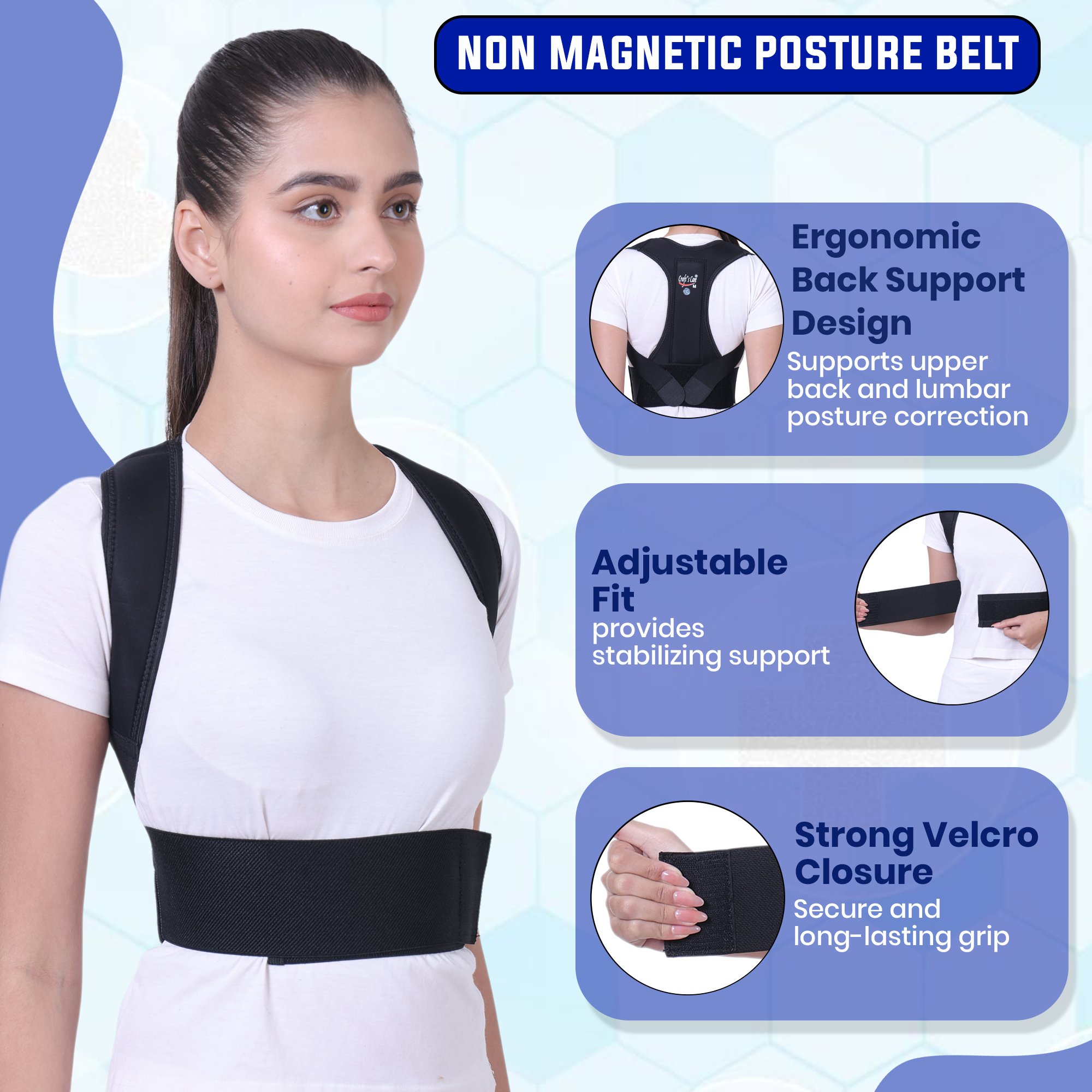 Premium Non-Magnetic Full Back Posture Corrector Brace – Adjustable Lumbar & Upper Back Support - Image 2