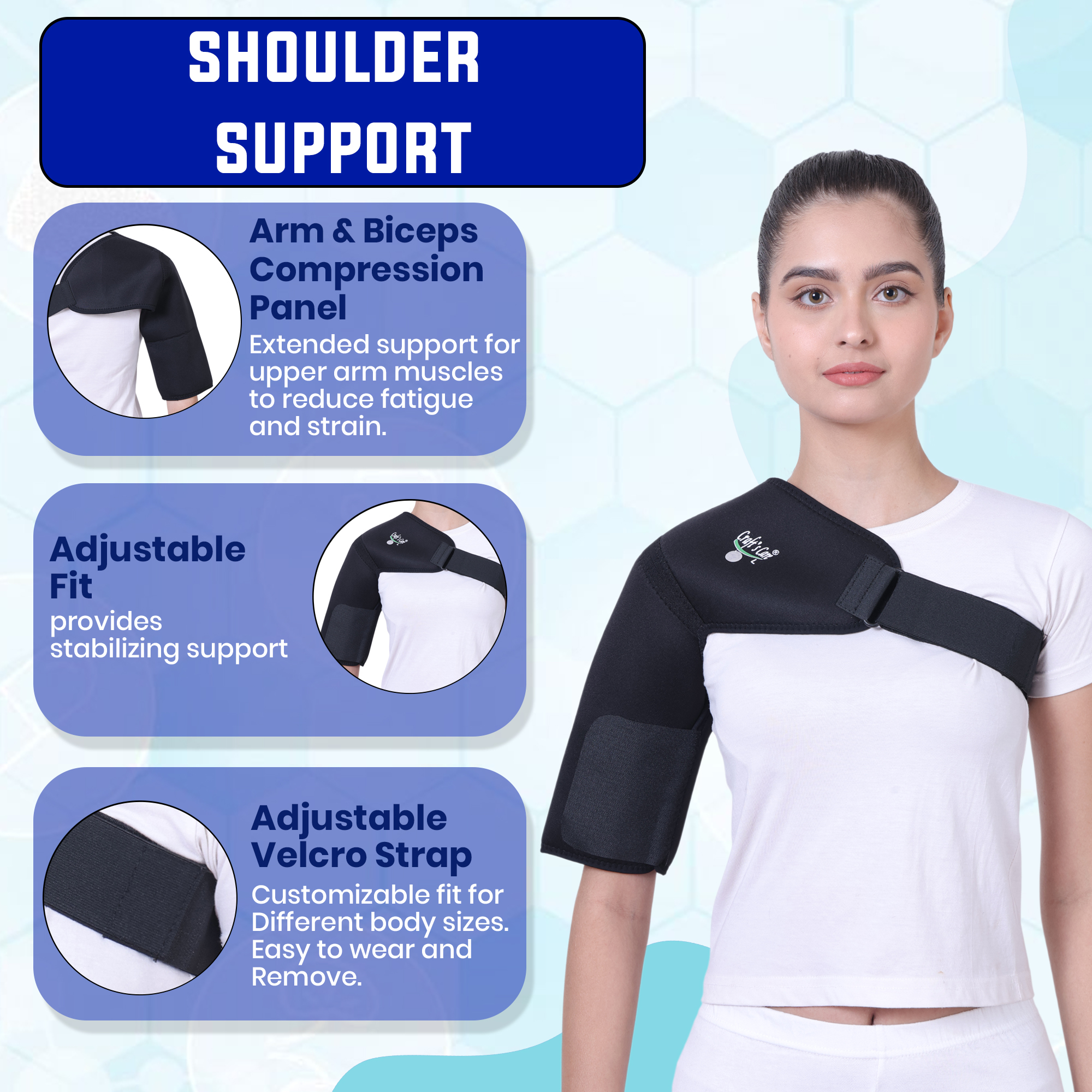 Premium Adjustable Shoulder Support Brace – Arm & Biceps Compression Sleeve