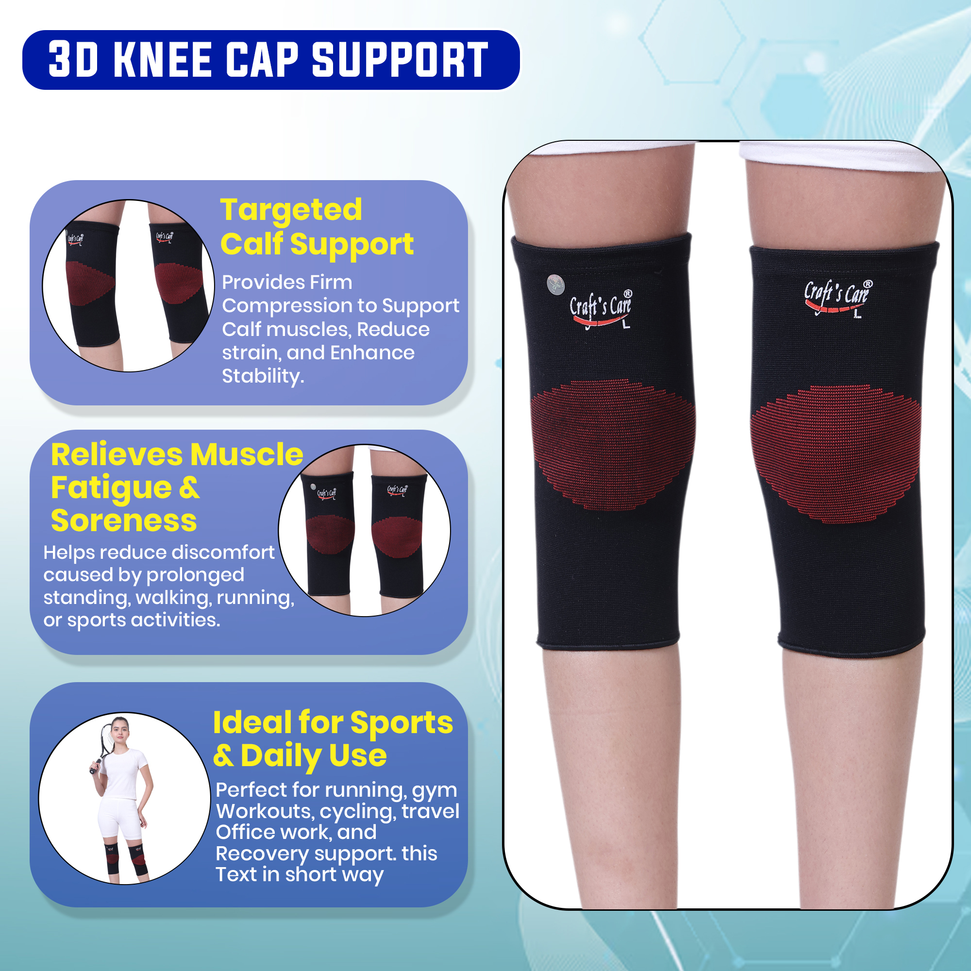 3D Seamless Compression Knee Cap Support (Pair)